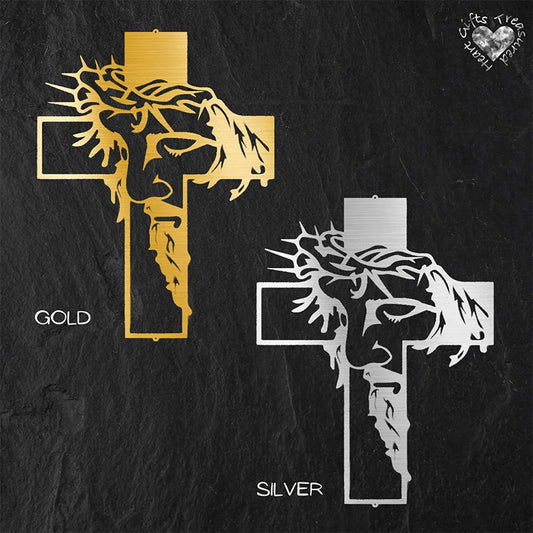 ✝️❤️🎁 Art Mural Métallique Jésus et Croix – Décoration Chrétienne Authentique, Découpe Précise & Installation Facile (4 Tailles)