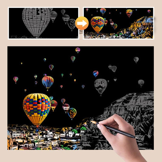 Ensemble de 4 Tableaux à Gratter Créatifs avec Outil