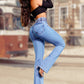 🔥 50% de réduction ! ⏰ Jean Évasé Taille Haute en Stretch – Silhouette Allongée, Confort Extensible & Look Élégant Toute la Journée 👖✨