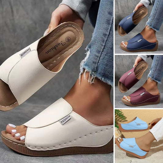💐☀️🦩 OFFRE LIMITÉE -50% ! Sandales à Semelles Compensées – Confort Rembourré, Bride Large & 6 Couleurs (36-43)