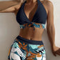 👙🌿🏖️ PROMO -50% ! Maillot de Bain 2 Pièces Col Licou Décolleté en V – Motif Feuilles, Coupe Flatteuse (5 Couleurs, S-XL)