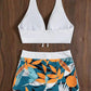 👙🌿🏖️ PROMO -50% ! Maillot de Bain 2 Pièces Col Licou Décolleté en V – Motif Feuilles, Coupe Flatteuse (5 Couleurs, S-XL)