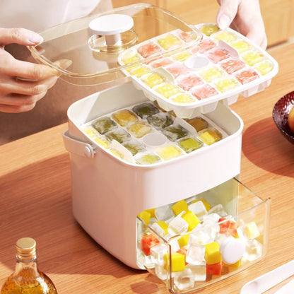 🔥Les indispensables de l'été🧊Bac à glaçons pratique à deux niveaux avec couvercle ❄️🍹