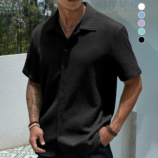 Chemise pour homme à boutonnage devant et texture