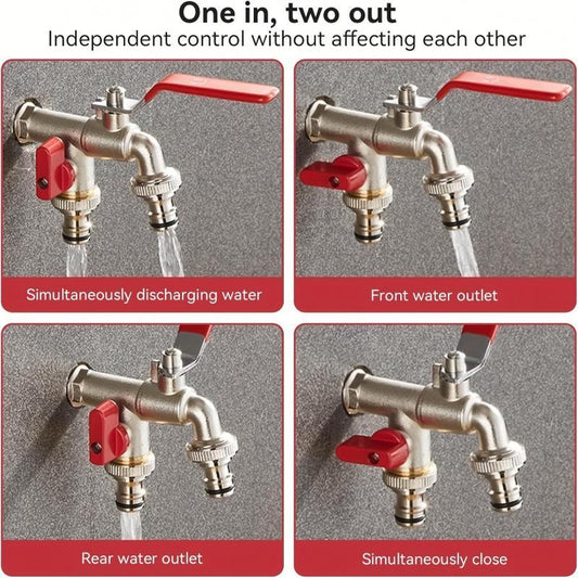 🔥🚰⚙️ PROMO FLASH -50% ! Robinet de Jardin en Acier Inox à Double Sortie – Vannes Indépendantes, Installation Facile & Résistant aux Intempéries