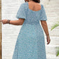 Robe Longue Grande Taille Bohème à Imprimé Fleuri et Fente