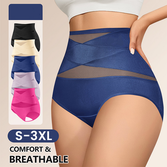 💗🩲 ACHETEZ 1, OBTENEZ 1 GRATUIT ! Sous-vêtements Taille Haute Femme avec Contrôle du Ventre – 3/5 Culottes, Nylon Élasticité, 6 Couleurs (S-3XL)