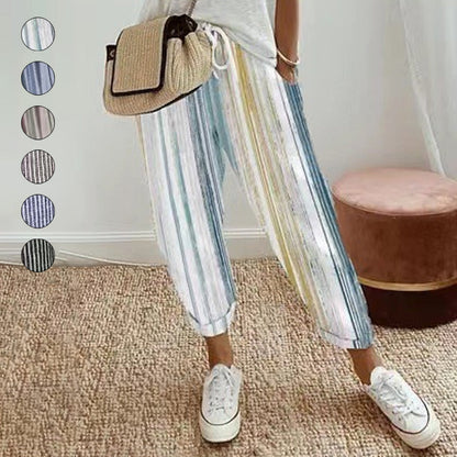 💕Que devrais-je porter demain ?💕Un pantalon rayé en lin et coton pour femme