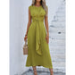 Robe Élégante Uni Col Rond pour Femme