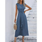 Robe Élégante Uni Col Rond pour Femme