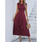 Robe Élégante Uni Col Rond pour Femme