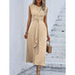Robe Élégante Uni Col Rond pour Femme