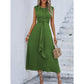 Robe Élégante Uni Col Rond pour Femme