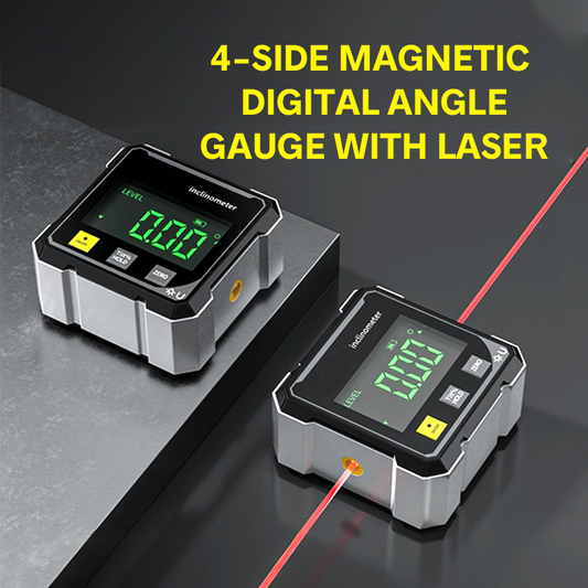 📐💡 PROMO -50% ! Jauge d'Angle Numérique Magnétique 4 Faces – Mesure Laser, Écran LCD & Auto-Calibrage (Précision ±0,2°)