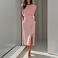 🌸👗 Robe Midi Fendue Élégante pour Femme – Coupe Flatteuse, Tissu Doux & Polyvalente (6 Couleurs, S-2XL)