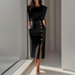 🌸👗 Robe Midi Fendue Élégante pour Femme – Coupe Flatteuse, Tissu Doux & Polyvalente (6 Couleurs, S-2XL)
