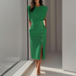 🌸👗 Robe Midi Fendue Élégante pour Femme – Coupe Flatteuse, Tissu Doux & Polyvalente (6 Couleurs, S-2XL)