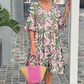 🎉👗🌺 VENTE CHAUDE – PROMO -50% ! Robe Midi Imprimée Col V – 3 Couleurs, 6 Tailles, Tissu Polyester Doux, Manches Fluides, Style Bohème Polyvalent