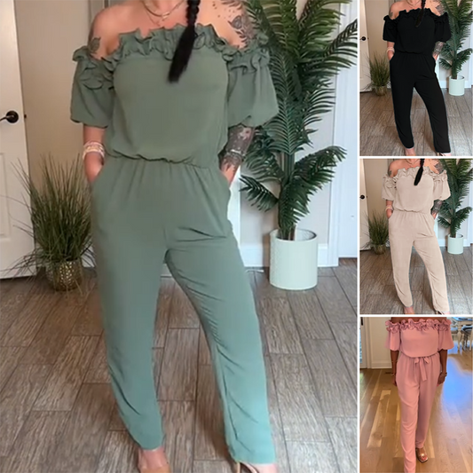 👗Summer Sale 50% OFF🌹 🔥Off-Shoulder Frill Design Jumpsuit 