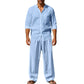 📢📢50 % DE RÉDUCTION !! ⏰Ensemble chemise et pantalon pour homme – Style décontracté, lin respirant, coupe ample