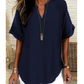 👚🔥 PROMO -50% ! Top Ample à Manches Courtes – Col en V, Ourlet Asymétrique, Tissu Léger Respirant, 5 Couleurs, S-2XL