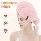 🛁 PROMO FLASH : 50% DE RÉDUCTION ! 🧖 Grande Serviette pour Cheveux – Tissu Corail Doux – Absorption Rapide & Bande Élastique for Femmes 💕