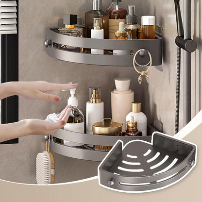🏆Étagère de douche d'angle sans perçage avec crochets