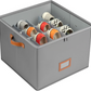 🏷️ PROMO –50 % ⏳ Boîte de rangement pour chaussures pliable – 16 compartiments ajustables, couvercle transparent anti-poussière – Poignées renforcées, 43×43×30 cm – Idéale pour placard et voyage – 2 coloris (beige/gris) 👟📦