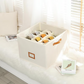 🏷️ PROMO –50 % ⏳ Boîte de rangement pour chaussures pliable – 16 compartiments ajustables, couvercle transparent anti-poussière – Poignées renforcées, 43×43×30 cm – Idéale pour placard et voyage – 2 coloris (beige/gris) 👟📦