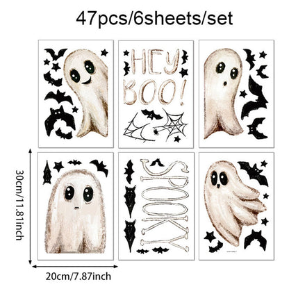 Stickers Électrostatiques d'Halloween pour Vitres – Fantômes Double Face Réutilisables