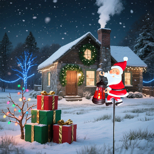 Lumière solaire pour jardin en forme de Père Noël