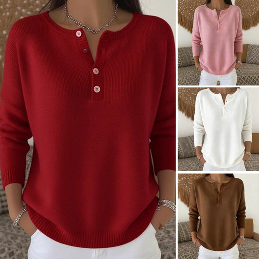 📢📢50 % DE RÉDUCTION !!! ✨Pull en Maille à Col en V avec Boutons pour Femme