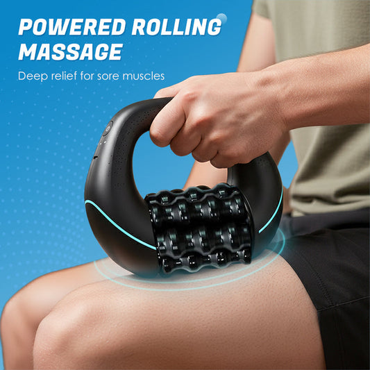 📢💆‍♂️✨ PROMO -50% ! Rouleau de Massage Électrique Portable – 3 Vitesses, 6 Barres Rotatives & Recharge USB-C (4h Autonomie)