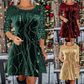 ⏳ Offre spéciale à durée limitée ! ⏰✨ Robe élégante évasée à paillettes – Scintillez en rouge, or et vert pour toutes les occasions 💃🌟