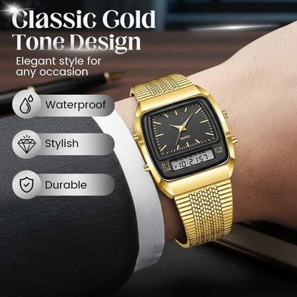 ⌚ 50% DE RÉDUCTION ! ✨ Montre Rétro Carrée Multifonction – Double Affichage, Design Intemporel & Confortable au Quotidien 🔋