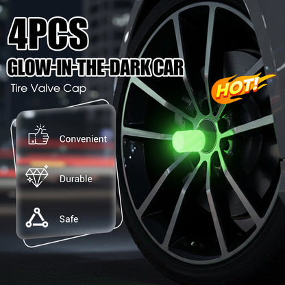 🚗 50% DE RÉDUCTION! 🌙 Lot de 4 bouchons de valve phosphorescents pour pneus – Brillent dans le noir, étanches & faciles à visser – Sécurité & style pour vos pneus de nuit ✨