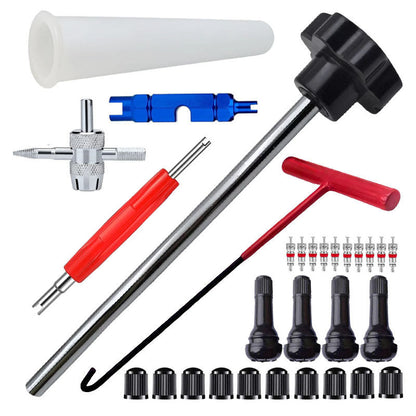 🚗 Kit d’Outils pour Valve de Pneu – Changement Rapide – Acier + Plastique – Compatible Voiture/Moto/BTP – Portable & Durable 🛞
