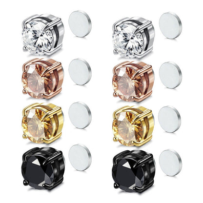 💎✨💖 PROMO -50% ! Boucles d'Oreilles à Clip Magnétique en Zirconium – Sans Perçage, 5 Couleurs & 2 Tailles (6-8 mm)