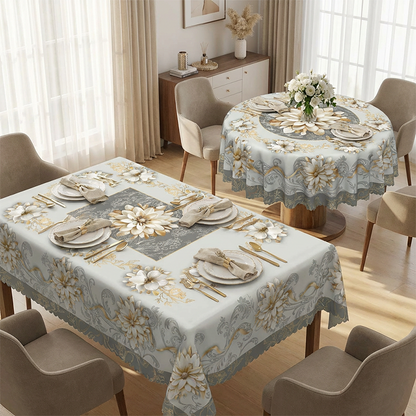 🌺🎀 50 % DE RÉDUCTION ! ✨ Nappe Fleurie en Relief Imperméable – Polyester Haute Densité – Anti-Tache & Lavable en Machine pour Salle à manger Élégante 🍽️