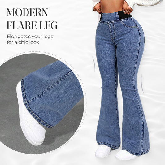 👖 PROMO LIMITÉE 50% DE RÉDUCTION ! ✨ Jean Évasé Taille Haute – Stretch, Coupe Slim, Femme ✨