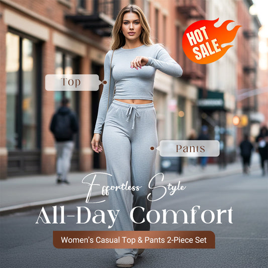 💐50% DE RÉDUCTION ! Ensemble Deux Pièces Femme – Haut & Pantalon Large, Coupe Tendance ✨👗【Offre Limitée】