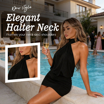 Mini-robe moulante sexy dos nu à dos nu