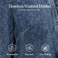 📢👖✨ PROMO -50% ! Veste en Jean Femme à Volants & Ouverture devant – Denim Léger, Tailleur Délavé (Bleu, S-XL)