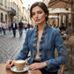 📢👖✨ PROMO -50% ! Veste en Jean Femme à Volants & Ouverture devant – Denim Léger, Tailleur Délavé (Bleu, S-XL)