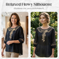 Blouse en Mélange Coton-Lin Brodée pour Femme