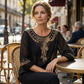 Blouse en Mélange Coton-Lin Brodée pour Femme