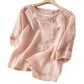 Blouse en Mélange Coton-Lin Brodée pour Femme