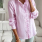 Chemise à rayures avec bords à volants pour femme