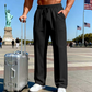Pantalon droit pour homme à taille élastique avec cordon de serrage