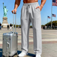 Pantalon droit pour homme à taille élastique avec cordon de serrage